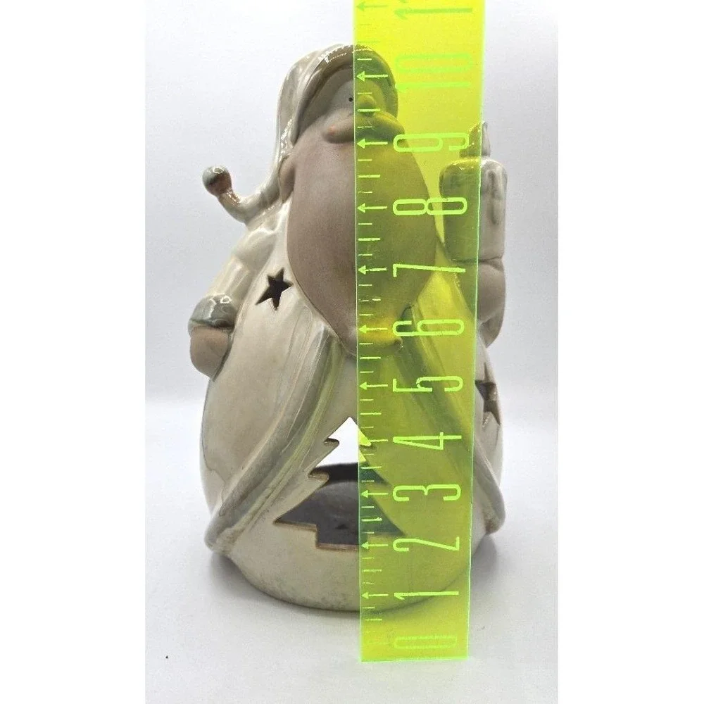 Vintage Ceramic Santa‎ Candle Holder - Rustic Christmas Decor